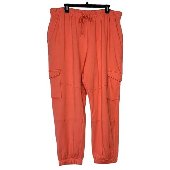 BP. Plus Size Tie Waist Cargo Sweatpants  in Coral Camelia - Picture 2 of 10